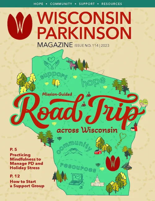 Wisconsin Parkinson Association magazine cover image for issue 114 in 2023.