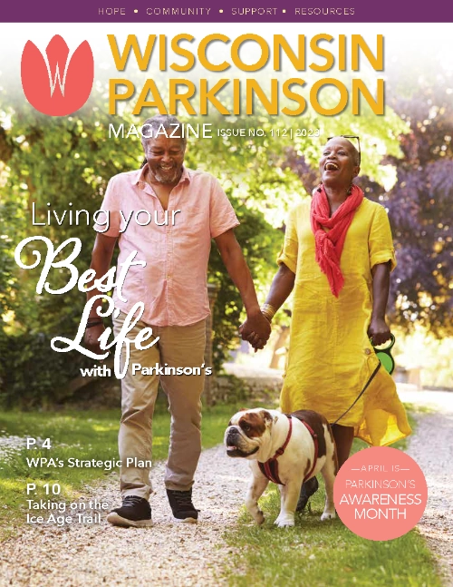 Wisconsin Parkinson Association magazine cover image for issue 112 in 2023.