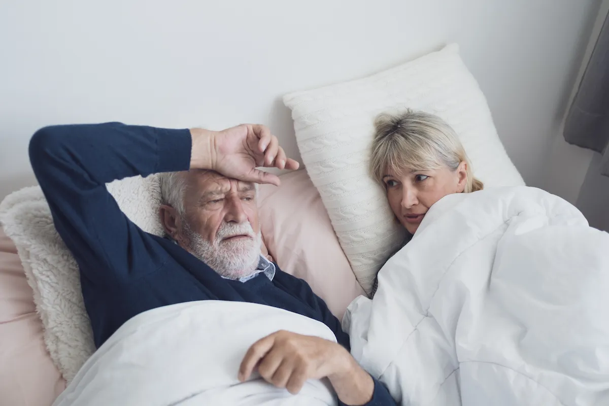Elderly couple having trouble sleeping